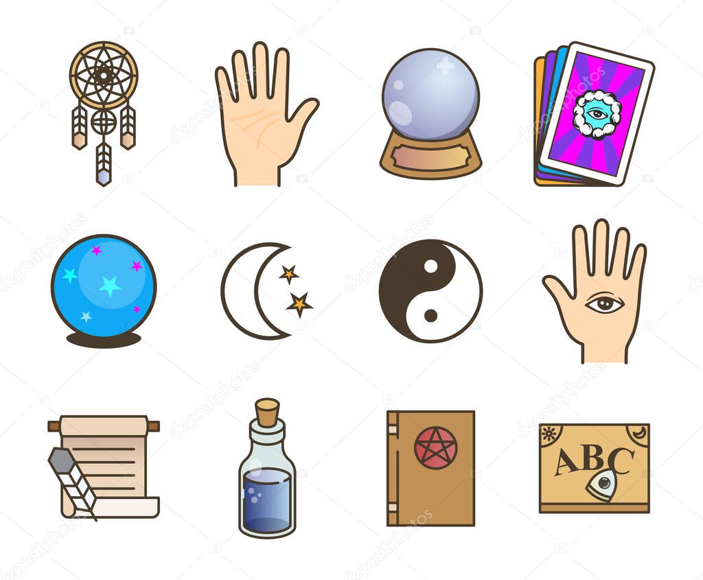 Esoteric and mystic icon set