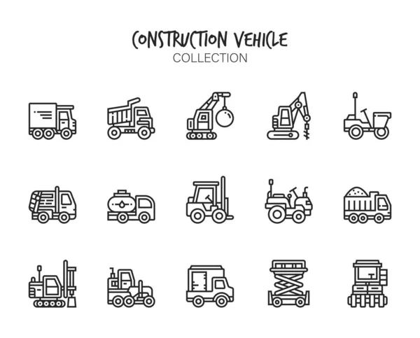 Variedad Iconos Vehículos Construcción — Archivo Imágenes Vectoriales