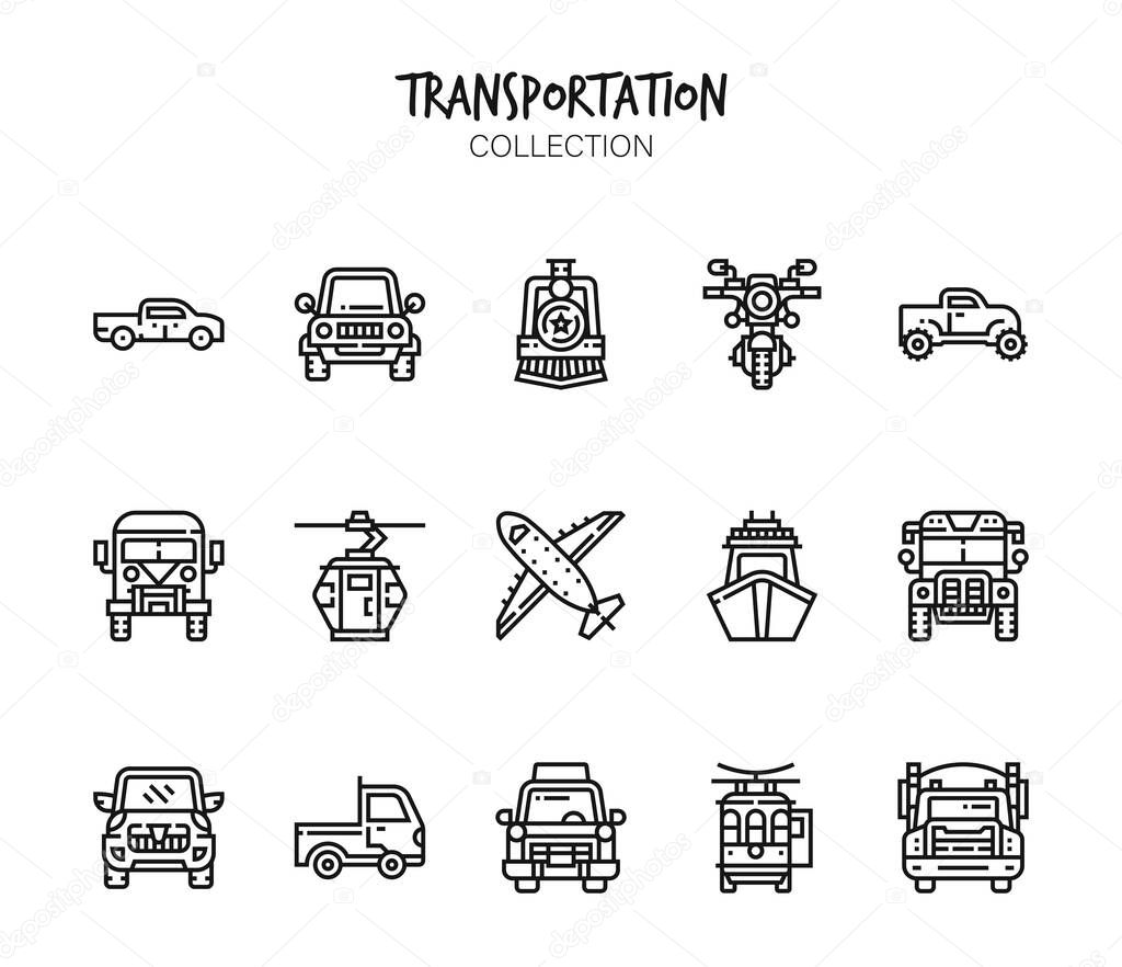 Variety of transportation icons set