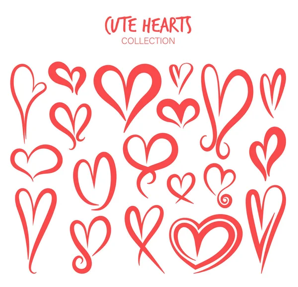Variety Red Hearts Set — Stock Vector