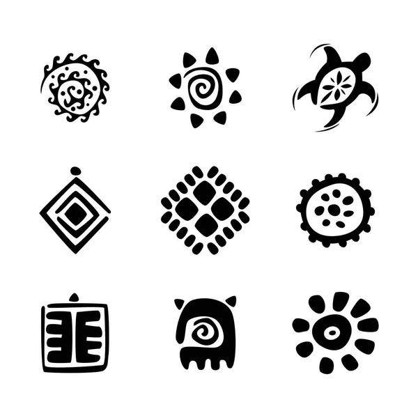 Varietà Simboli Tribali Hawaiani — Vettoriale Stock