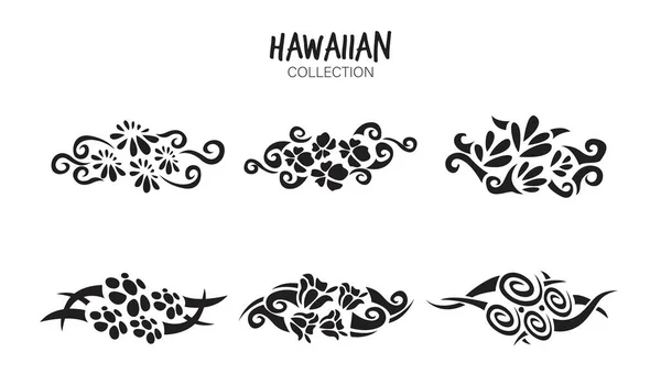 Variedad Símbolos Tribales Hawaianos — Vector de stock