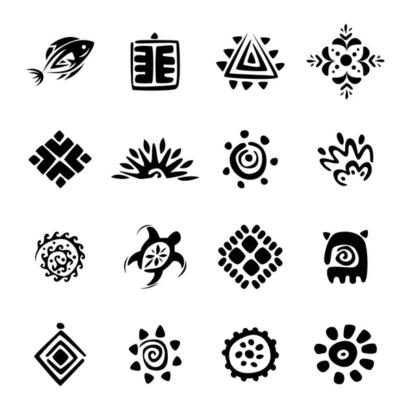 Variedad Símbolos Tribales Hawaianos — Vector de stock