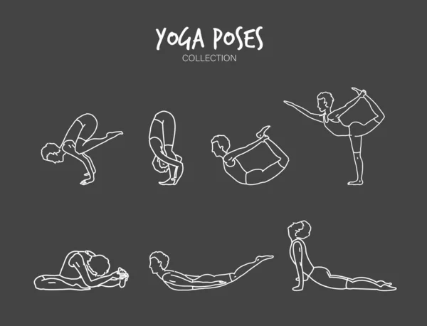 Yoga Pozisyonlarının Çeşitliliği — Stok Vektör