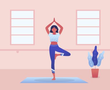 Yoga çizimi yapan bir kız.