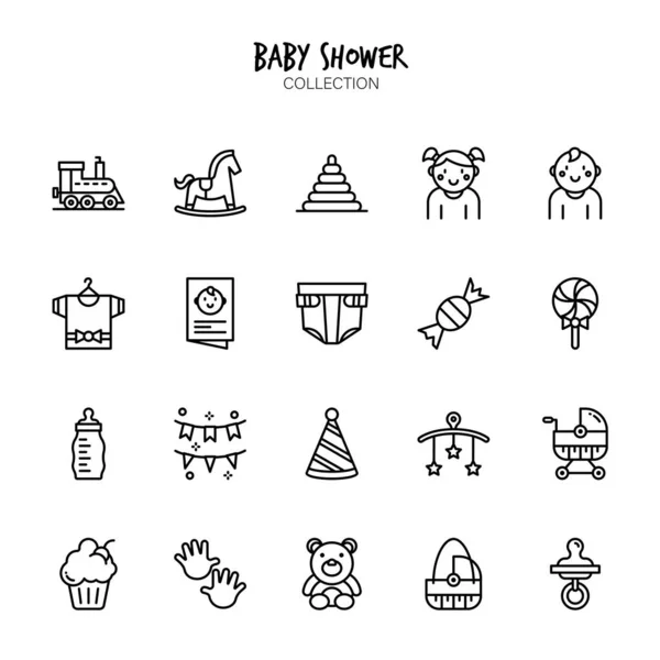 Zestaw Ikon Baby Shower Kolekcji — Wektor stockowy