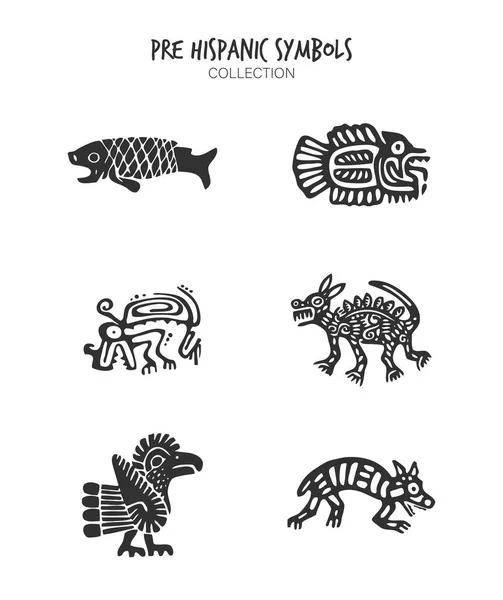 Pre Hispanic Icons Collection Set — Stock Vector