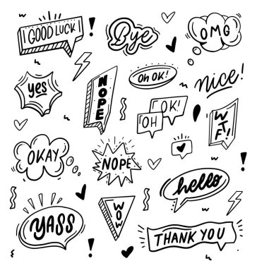 Çizgi roman kabarcığı konuşma vektörü seti