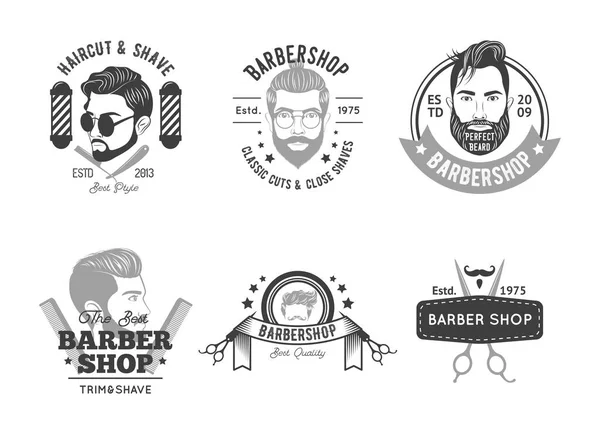 Variedade Conjuntos Emblemas Barbearia — Vetor de Stock