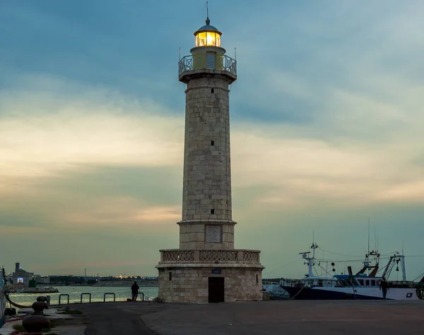View of night lighthouse of Molfetta — Stock Photo, Image