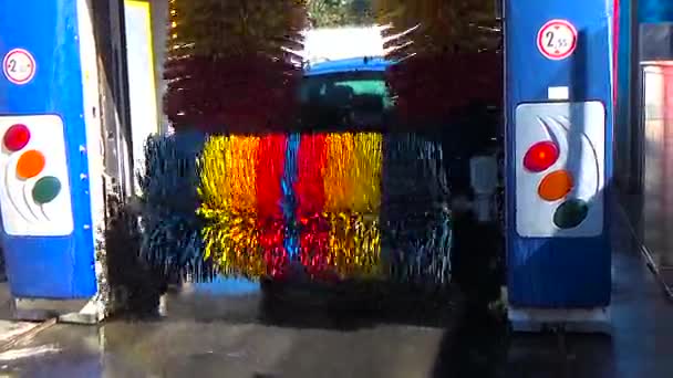 Lavage Automatique Voiture Avec Jet Eau Sous Pression — Video