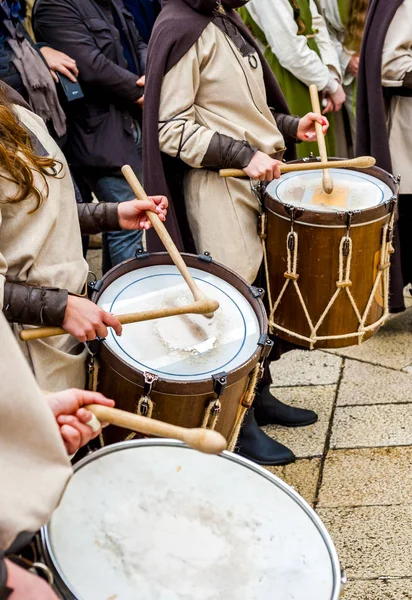 Altamura Italia Abril 2016 Grupo Musical Desfile Disfraces Medievales Por —  Fotos de Stock