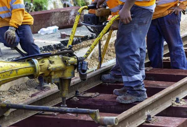 Ferrocarriles atornillar carril — Foto de Stock