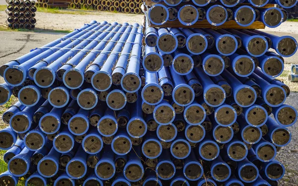 Gestapelte Rohre Aus Kugelförmigem Gusseisen Mit Beschichtung Aus Aufgebrachtem Zinkmetall — Stockfoto