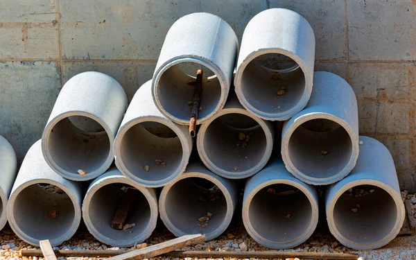 Tuyaux Drainage Béton Pour Construction Bâtiments Industriels — Photo