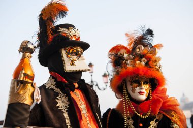 VENICE, ITALY - Febrary 18 2020: The masks of the Venice carnival 2020