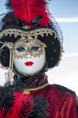 Venedik, İtalya - 21 Şubat 2020 Venedik Karnavalı Maskeleri