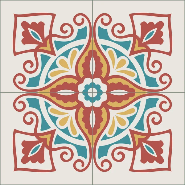 Portuguese tiles pattern. Vintage background - Victorian ceramic — Stock Vector