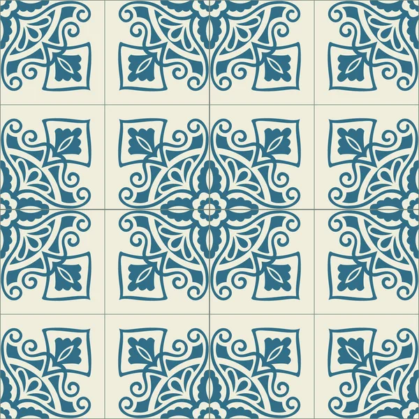 Patrón azulejos portugueses. Fondo vintage - Cerámica victoriana — Archivo Imágenes Vectoriales