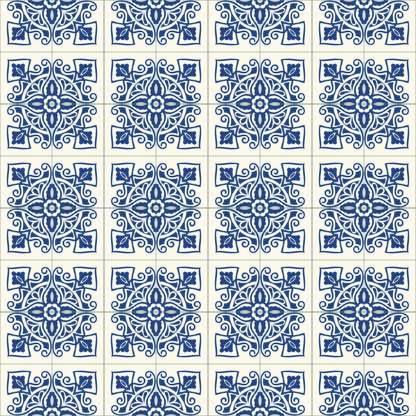 Patrón azulejos portugueses. Fondo vintage - Cerámica victoriana — Vector de stock