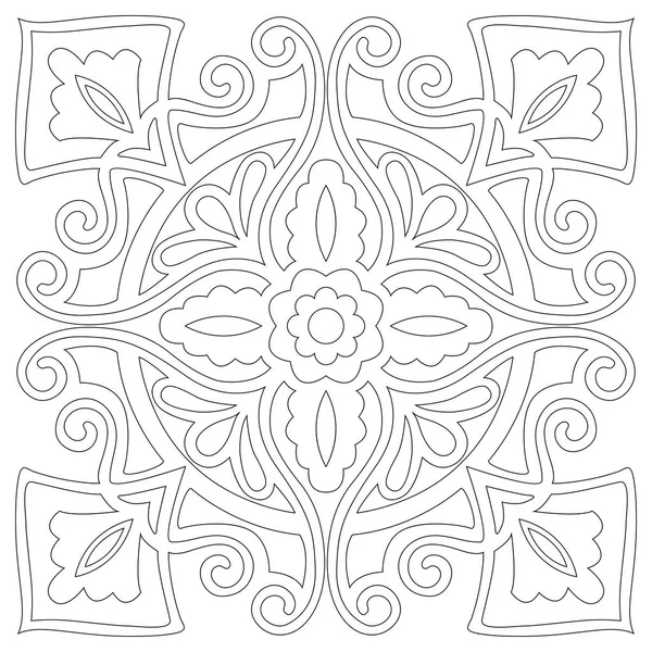 Piastrelle colorate ornamento. Illustrazione vettoriale bianco e nero — Vettoriale Stock