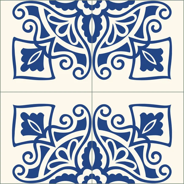 Portuguese tiles pattern. Vintage background - Victorian ceramic — Stock Vector