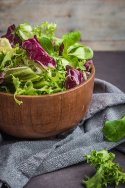 Salata karışımı ile rucola. Taze sebze salatası, sağlıklı gıda, sala