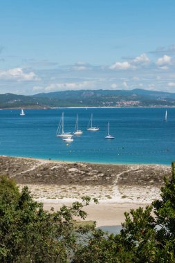 Islas CIES, Vigo, İspanya - 16 Eylül 2017: Playa görünümünü 