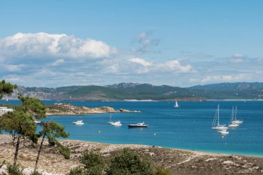 Islas CIES, Vigo, İspanya - 16 Eylül 2017: Playa görünümünü 