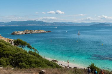Islas CIES, Vigo, İspanya - 16 Eylül 2017: Playa görünümünü 