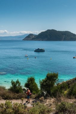 Islas CIES, Vigo, İspanya - 16 Eylül 2017: Playa görünümünü 