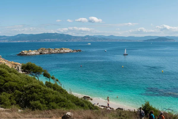 Islas CIES, Vigo, İspanya - 16 Eylül 2017: Playa görünümünü 