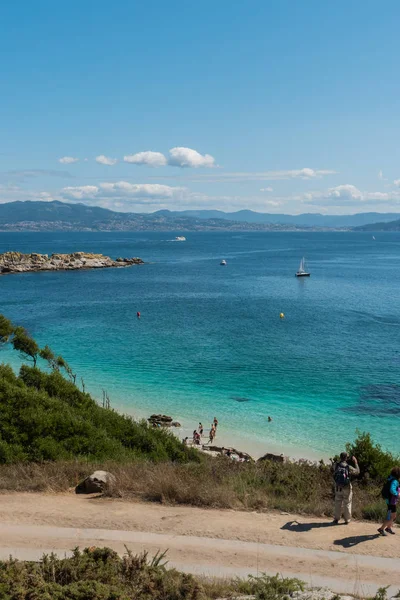 Islas CIES, Vigo, İspanya - 16 Eylül 2017: Playa görünümünü 
