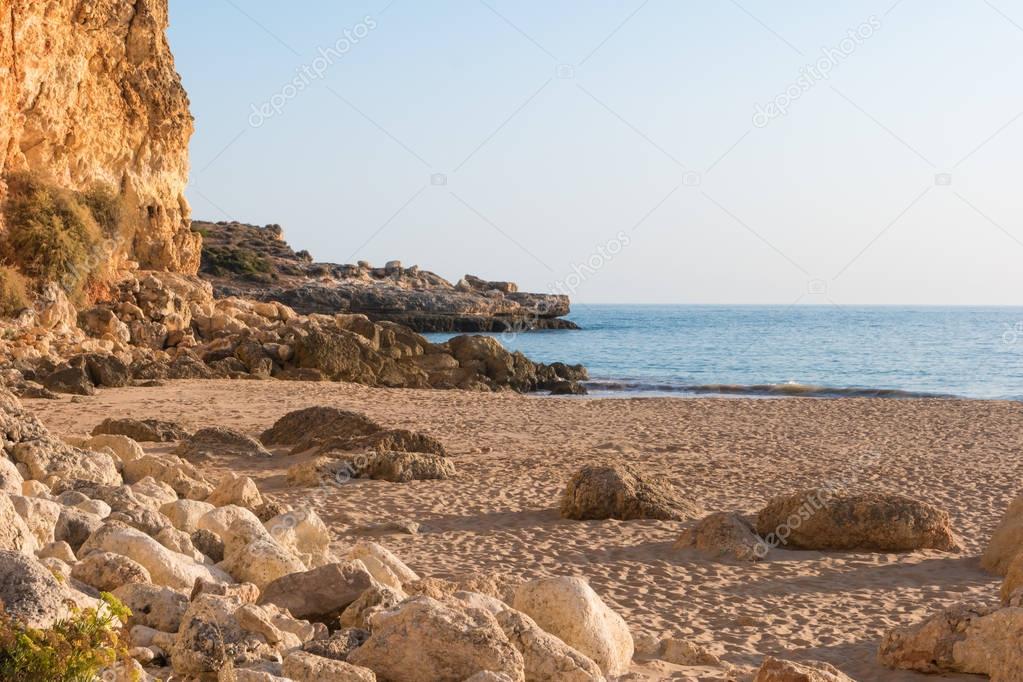 View to Praia do Molhe beach in Ferragudo, Portimao, Algarve