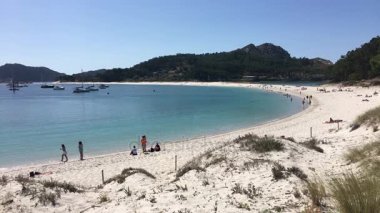 Islas CIES, İspanya - Eylül 2017 yaklaşık: Sahil, CIES Adaları, Atlantik Adaları Galiçya Milli Parkı İspanya dahil.