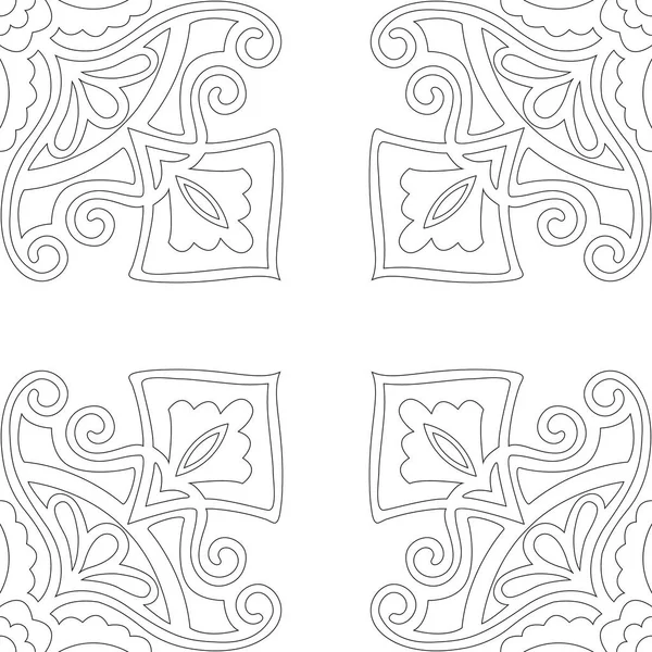 Kleurrijke sieraad tegels. Zwart-wit vectorillustratie — Stockvector
