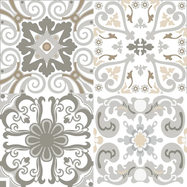 Vector conjunto de patrones de azulejos portugueses. Colección de patrones de colores — Vector de stock