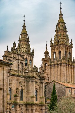 İspanya, Galiçya, Immaculada 'dan Santiago de Compostela Katedrali' nin manzarası