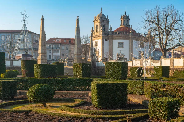 Pohled Kostel Bom Jesus Cruz Fontánou Barcelosu Symbolem Města Kohout — Stock fotografie