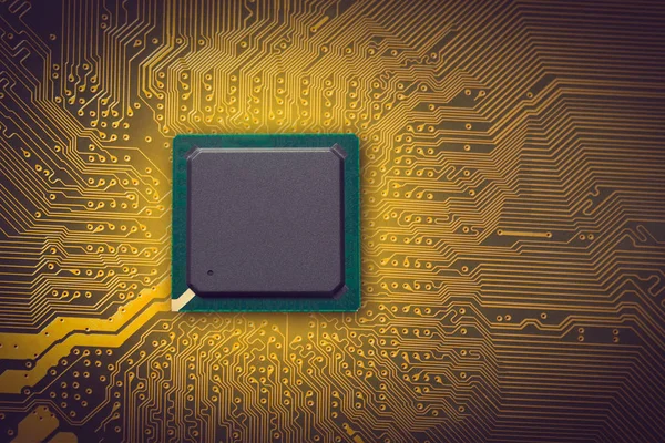 Mikrochip auf dem Motherboard — Stockfoto