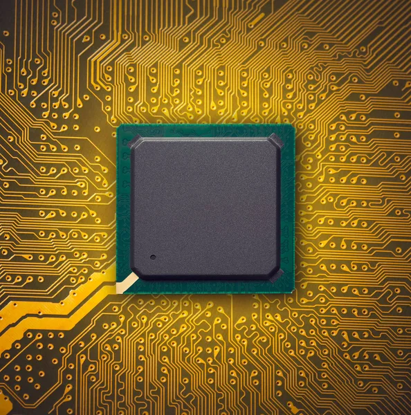 Microchip on motherboard — Stock Photo, Image