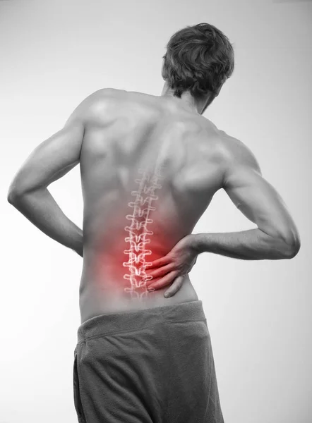 Πόνος στην πλάτη, απεικόνιση της σπονδυλικής στήλης. — Φωτογραφία Αρχείου