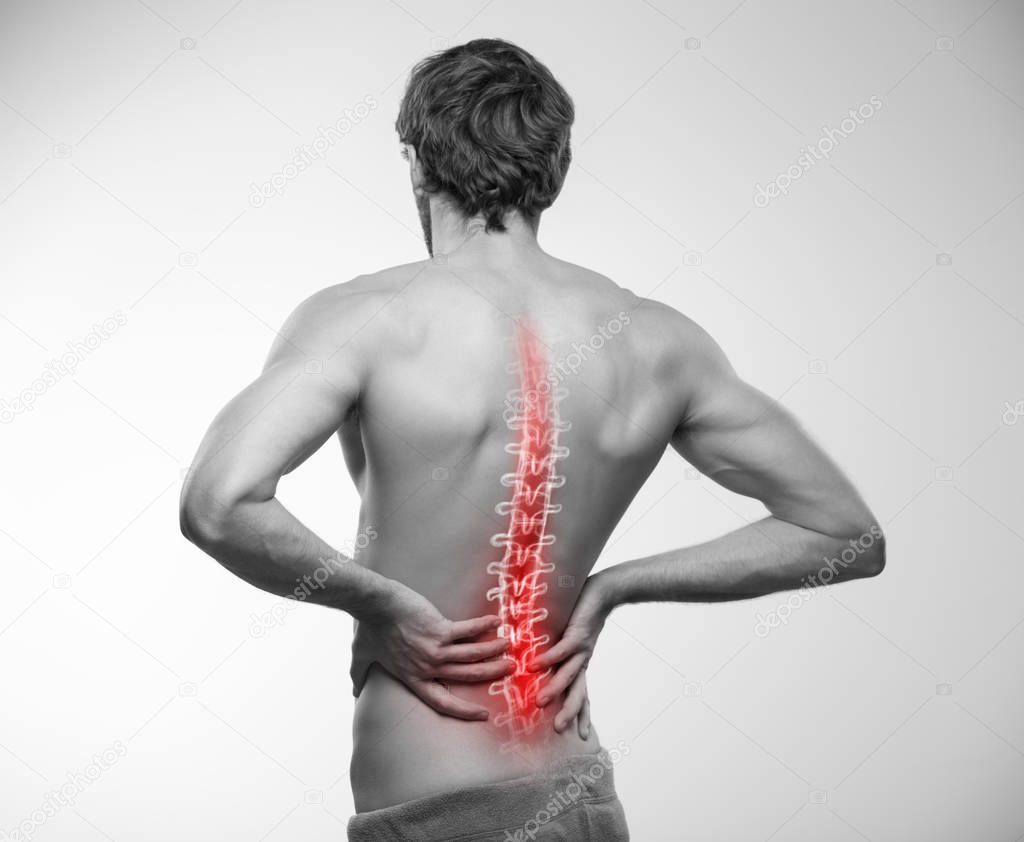 Back pain, spine illustration.