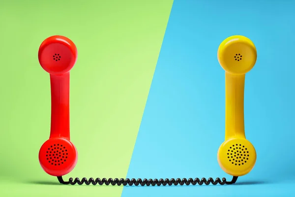 Czerwony Żółty Telefon Stylu Retro — Zdjęcie stockowe