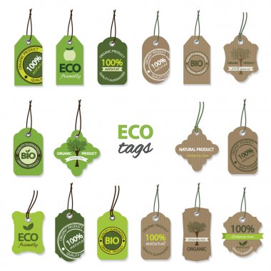 Eco organik karton büyük küme etiketleri.