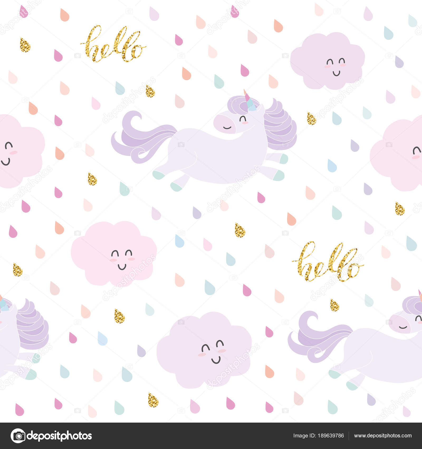 Background Unicorn Drop Cute Unicorn Seamless Pattern