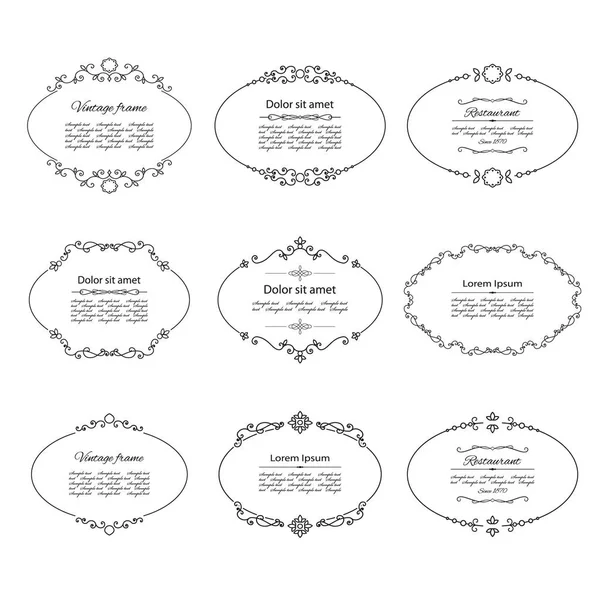 Vintage oval frames set isolated on white. — Stock Vector