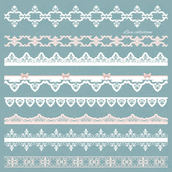 Set of cute straight lace in pastel colors. — Stock Vector