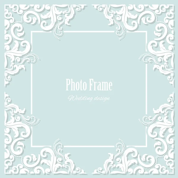 Decorative square frame on pastel blue. — Stock Vector