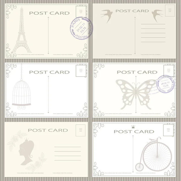 Zestaw kart pocztowych Vintage. — Wektor stockowy